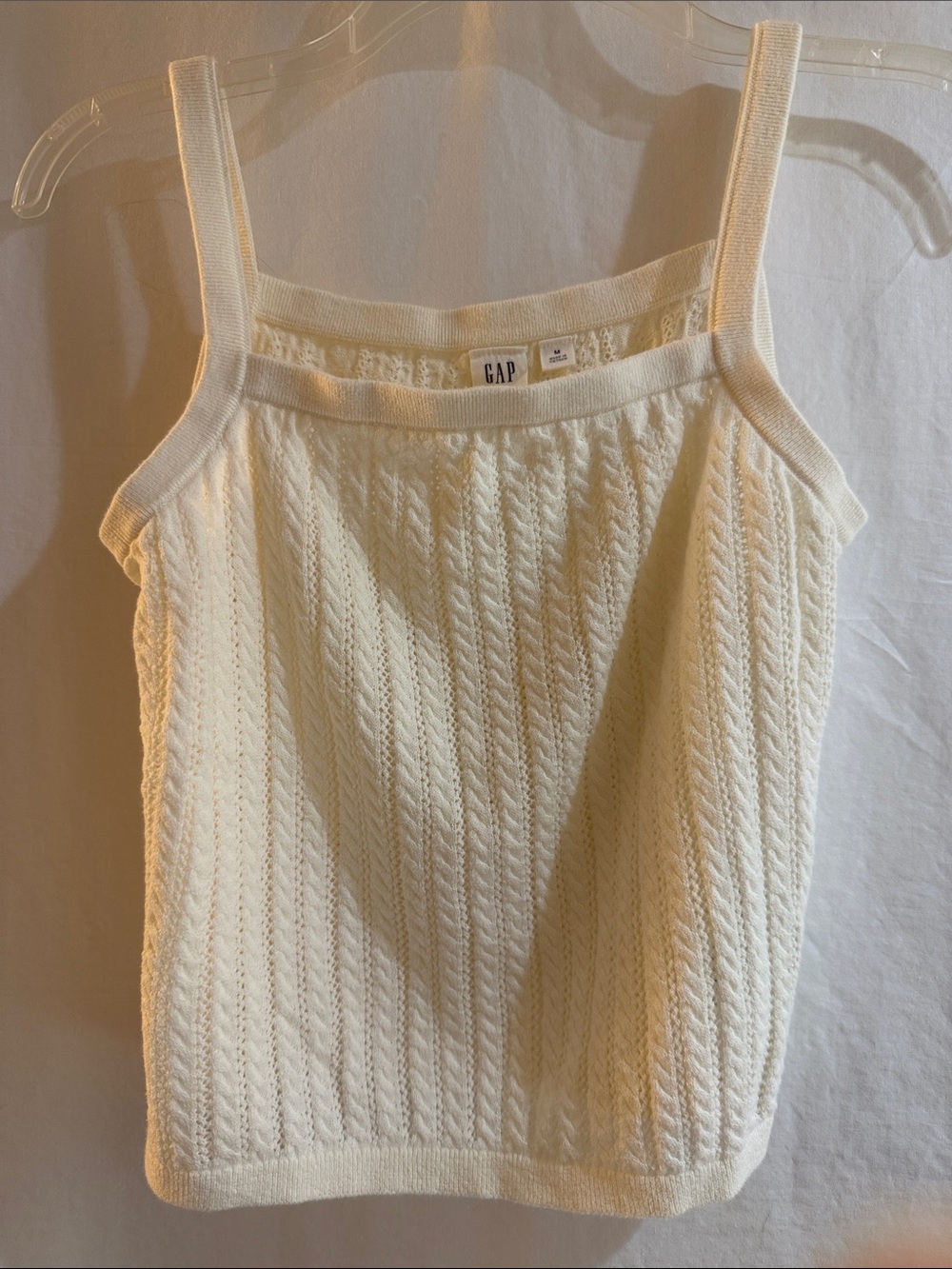 GAP Cream Cable-Knit Square Neck Tank Sz Med